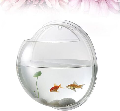 Mipcase Air Plants Fish Aquarium Fish Tank, Wall Mounted Fish Bowl Hanging Aquarium Fish Tank Vase Transparent Small Fish Tank for Home Office Room Decor (15cm Diameter) Betta Fish Tank Glass Vase in Saudi Arabia