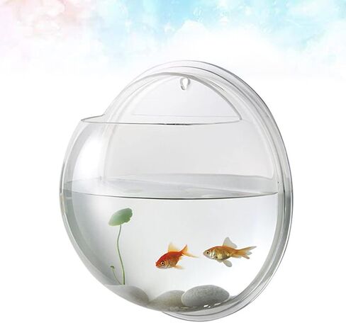Mipcase Air Plants Fish Aquarium Fish Tank, Wall Mounted Fish Bowl Hanging Aquarium Fish Tank Vase Transparent Small Fish Tank for Home Office Room Decor (15cm Diameter) Betta Fish Tank Glass Vase in Saudi Arabia