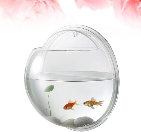 Mipcase Air Plants Fish Aquarium Fish Tank, Wall Mounted Fish Bowl Hanging Aquarium Fish Tank Vase Transparent Small Fish Tank for Home Office Room Decor (15cm Diameter) Betta Fish Tank Glass Vase in Saudi Arabia