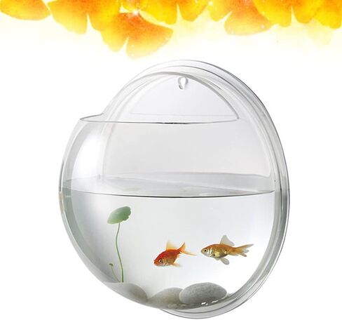 Mipcase Air Plants Fish Aquarium Fish Tank, Wall Mounted Fish Bowl Hanging Aquarium Fish Tank Vase Transparent Small Fish Tank for Home Office Room Decor (15cm Diameter) Betta Fish Tank Glass Vase in Saudi Arabia