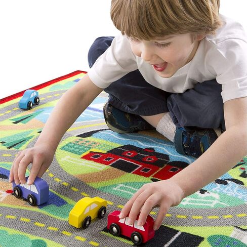 Melissa & Doug Round the Town Road Rug and Car Activity Play Set With 4 Wooden Cars (39 x 36 inches) in Saudi Arabia