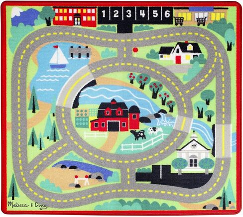 Melissa & Doug Round the Town Road Rug and Car Activity Play Set With 4 Wooden Cars (39 x 36 inches) in Saudi Arabia
