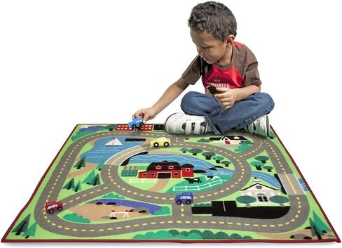 Melissa & Doug Round the Town Road Rug and Car Activity Play Set With 4 Wooden Cars (39 x 36 inches) in Saudi Arabia