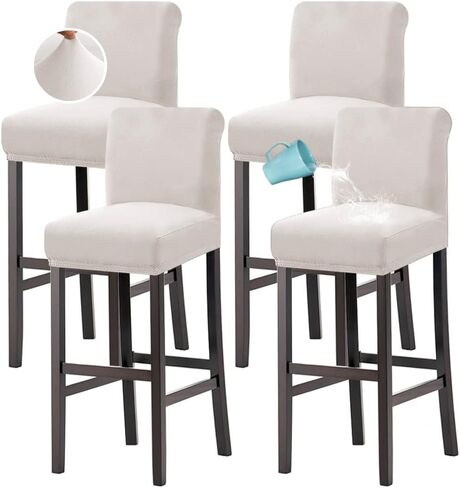 H.VERSAILTEX 100% Waterproof Bar Stool Cover Stretch Counter Stool Pub Chair Slipcover for Dining Room Removable Soft Thick Solid Fleece Fabric Bar Stool Slipcovers Set of 2, Camel in Kuwait