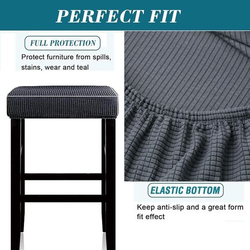 HFCNMY Stool Covers Rectangle,2 Pack Stretch Rectangle Bar Stool Covers Jacquard Vanity Stool Cover Washable Counter Stool Covers Saddle Seat Cover with Elastic Band for Wooden Metal Bench(Beige) in Kuwait