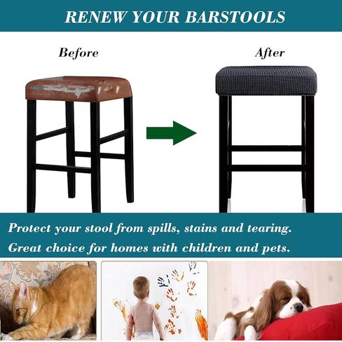 HFCNMY Stool Covers Rectangle,2 Pack Stretch Rectangle Bar Stool Covers Jacquard Vanity Stool Cover Washable Counter Stool Covers Saddle Seat Cover with Elastic Band for Wooden Metal Bench(Beige) in Kuwait