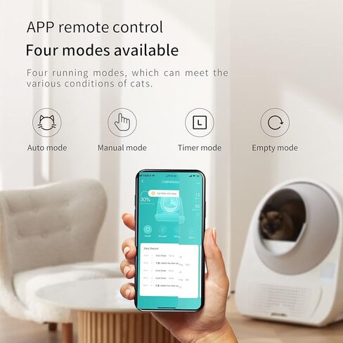 صندوق فضلات القطط الأوتوماتيكي للتنظيف الذاتي من كاتلينك بوزن 3.3 إلى 22 رطلًا، إزالة الرائحة المزدوجة - كبير جدًا مع 20 بطانة وصندوق فلتر كربون متضمن - صندوق فضلات القطط الآلي الذكي مع قبعة حمراء للقطط in Kuwait