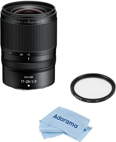 مجموعة عدسات Nikon NIKKOR Z مقاس 17-28 مم f/2.8 مع فلتر رفيع للأشعة فوق البنفسجية متعدد الطبقات مقاس 67 مم، وقطعة قماش للتنظيف من الألياف الدقيقة in Kuwait