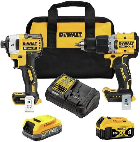 DEWALT 20V MAX XR Cordless Hammer Drill Driver and Impact Drive Combo Kit, Batteries and Charger Included (DCK249E1M1) in Saudi Arabia