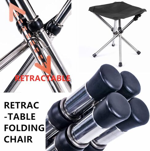 Ultra-Lightweight Stainless Steel Folding Camping Stool – Compact Portable Stool Folds to Umbrella Size (2″×2″×11.8″), Supports 275 lbs, for Hiking Fishing Picnic Garden Travel Outdoor Events in Kuwait