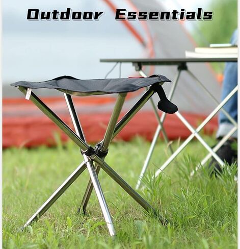 Ultra-Lightweight Stainless Steel Folding Camping Stool – Compact Portable Stool Folds to Umbrella Size (2″×2″×11.8″), Supports 275 lbs, for Hiking Fishing Picnic Garden Travel Outdoor Events in Kuwait