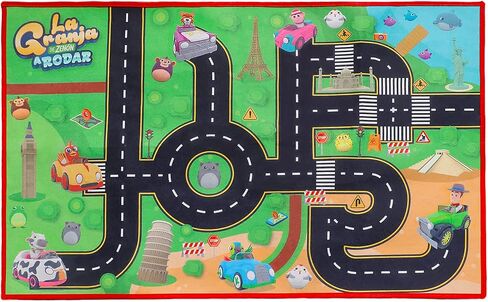 سجادة La Granja De Zenon للأطفال، سجادة لعب، سجادة خريطة السيارة، سجادة لعب حركة المرور، سجادة الطريق للأطفال، La Vaca Lola Bartolito، هدية تعليمية للأطفال الصغار، غرفة نوم الأطفال، غرفة اللعب، لعبة Lorito Pepe Zenon in Kuwait