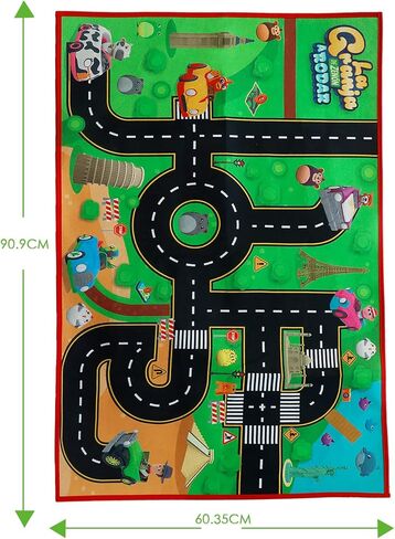 سجادة La Granja De Zenon للأطفال، سجادة لعب، سجادة خريطة السيارة، سجادة لعب حركة المرور، سجادة الطريق للأطفال، La Vaca Lola Bartolito، هدية تعليمية للأطفال الصغار، غرفة نوم الأطفال، غرفة اللعب، لعبة Lorito Pepe Zenon in Kuwait