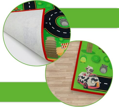 سجادة La Granja De Zenon للأطفال، سجادة لعب، سجادة خريطة السيارة، سجادة لعب حركة المرور، سجادة الطريق للأطفال، La Vaca Lola Bartolito، هدية تعليمية للأطفال الصغار، غرفة نوم الأطفال، غرفة اللعب، لعبة Lorito Pepe Zenon in Kuwait