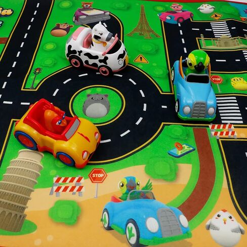 سجادة La Granja De Zenon للأطفال، سجادة لعب، سجادة خريطة السيارة، سجادة لعب حركة المرور، سجادة الطريق للأطفال، La Vaca Lola Bartolito، هدية تعليمية للأطفال الصغار، غرفة نوم الأطفال، غرفة اللعب، لعبة Lorito Pepe Zenon in Kuwait