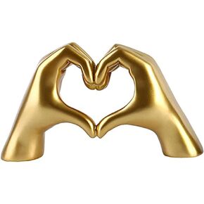Hand Gesture Statues, Heart Shape Love Finger Statue, Modern Art Sculpture Personalized Finger Gold Home Decoration for Wedding Home Office Desktop Gifts