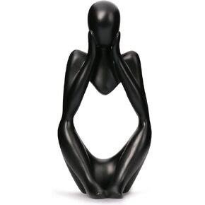 INNOLITES Resin Statue Thinker Style Decoration Abstract Sculptures Collectible Figurines for Home Decor Modern Office Shelf Desktop(Black Left)