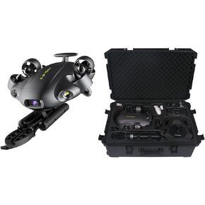 QYSEA FIFISH V6 Expert M100A Underwater Drone with Robotic Arm, AI Vision Lock Portable ROV with Q-Interface, Underwater Robot with Industrial Case, 6 Hours Working Time, 4K Camera, 330ft Dive