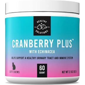Cranberry Chews for Cats - UTI, Bladder, Kidney, & Urinary Tract Support - Cat Health Supplements Contain Cranberry Extract, Echinacea, Vitamin C, and Astragalus Root - 60 Soft Treats in Kuwait