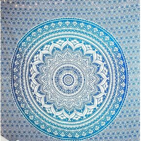 ANJANIYA Ombre الجدار شنقا نسيج البوهيمي، مفرش سرير فني جداري معدني، ديكور مسكن الهبي ماندالا المخدر للتعليق، الفراش، ستارة غطاء الشاطئ، أزرق، 54 بوصة × 60 بوصة in Kuwait