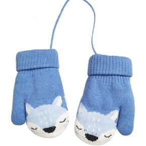 Baby Toddler Cute Winter Warm Knitted Magic Mittens On String Kids Cold Weather Snow Insulated Gloves for Girl Boy 0-3Y Gift