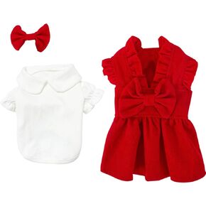 Red Corduroy Dog Dress Sweater for Small Dogs Girl Set Dog Winter Dress Puppy Clothes Christmas in Kuwait