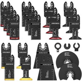 شفرة ادوات متذبذبة من التيتانيوم من امزوي، مجموعة شفرات احترافية ثنائية المعدن متعددة الادوات للاظافر الخشبية والمعدن والبلاستيك باسنان يابانية تناسب ديوالت وميلووكي وبوش ووركس وريوبي in Kuwait
