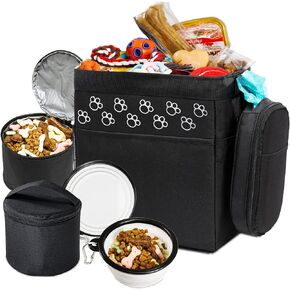 Dog Travel Bag with Treat Pouch, Airline Approved Dog Bags for Traveling, 2 Dog Food Travel Container, 2 Travel Bowls, Weekend Dog Travel Bag for Supplies, Dog Travel Kit Accessories in Kuwait