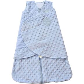 HALO Sleepsack Plush Dot Velboa Swaddle، بطانية يمكن ارتداؤها في 3 اتجاهات قابلة للتعديل، أزرق، حديثي الولادة، 0-3 أشهر in Kuwait