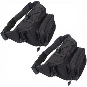 حقيبة خصر تكتيكية من Focalmotors مكونة من قطعتين، حقيبة عسكرية سوداء مع حزام قابل للتعديل للمشي لمسافات طويلة والتخييم والأنشطة الخارجية in Kuwait