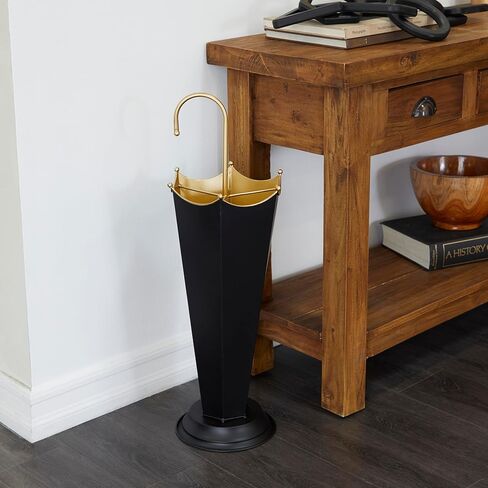 The Novogratz Metal Abstract Umbrella Stand with Gold Handle, 10" x 9" x 27", Black in Kuwait