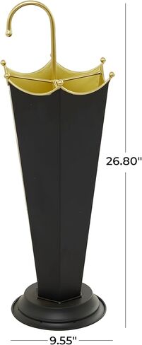 The Novogratz Metal Abstract Umbrella Stand with Gold Handle, 10" x 9" x 27", Black in Kuwait