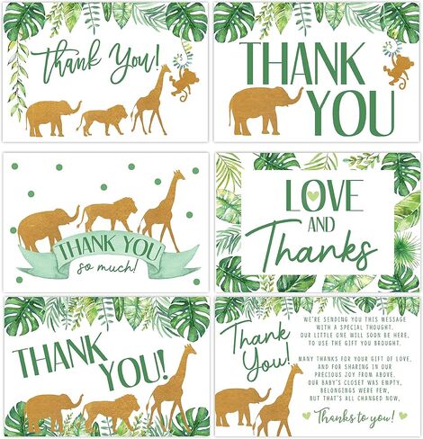 50 بطاقة شكر لحفلات استقبال المولود في الغابة، للاولاد الصغار، هدايا وألعاب استقبال المولود الجديد، 50 بطاقة شكر ومغلفات in Kuwait