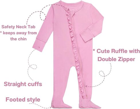 بيجامة GUISBY Baby Footies مكشكشة، بأكمام طويلة ناعمة مع سحاب للنوم في اتجاهين in Kuwait