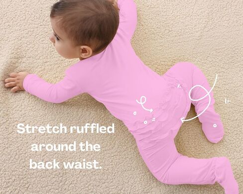 بيجامة GUISBY Baby Footies مكشكشة، بأكمام طويلة ناعمة مع سحاب للنوم في اتجاهين in Kuwait