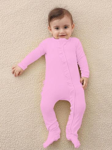 بيجامة GUISBY Baby Footies مكشكشة، بأكمام طويلة ناعمة مع سحاب للنوم في اتجاهين in Kuwait
