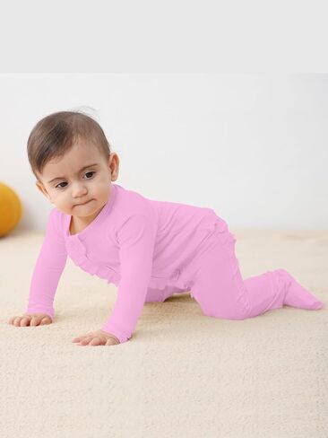 بيجامة GUISBY Baby Footies مكشكشة، بأكمام طويلة ناعمة مع سحاب للنوم في اتجاهين in Kuwait