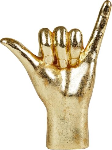 لافتة يد MicDecor Gold Decor ASL، تمثال يدوي للهيكل العظمي للهالوين من البوليريسين مقاس 7.8 بوصة (JS0371B) in Kuwait