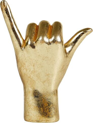 لافتة يد MicDecor Gold Decor ASL، تمثال يدوي للهيكل العظمي للهالوين من البوليريسين مقاس 7.8 بوصة (JS0371B) in Kuwait