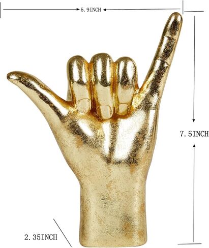 لافتة يد MicDecor Gold Decor ASL، تمثال يدوي للهيكل العظمي للهالوين من البوليريسين مقاس 7.8 بوصة (JS0371B) in Kuwait