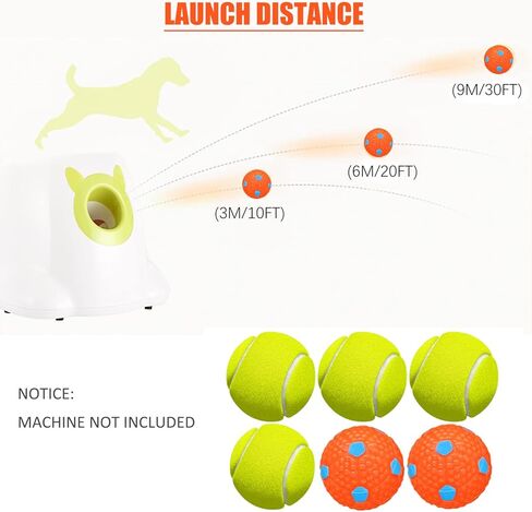YEEGO DIRECT Dog Tennis Launcher Special Ball, Pet Safety Toy for Sports and Training,1.97" Diameter (6-Pack), Machine Not Included in Kuwait