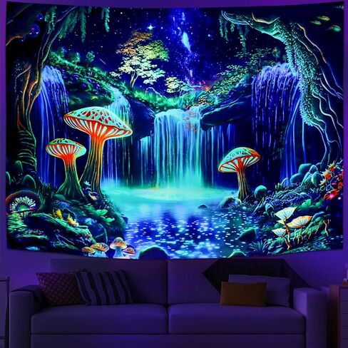 Ameyahud Blacklight Astronaut Tapestry UV Reactive Galaxy Space Tapestry Glow in The Dark Trippy Universe Planet Tapestries Neon Starry Sky Wall Hanging Decor for Home in Kuwait