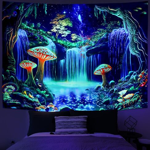 Ameyahud Blacklight Astronaut Tapestry UV Reactive Galaxy Space Tapestry Glow in The Dark Trippy Universe Planet Tapestries Neon Starry Sky Wall Hanging Decor for Home in Kuwait