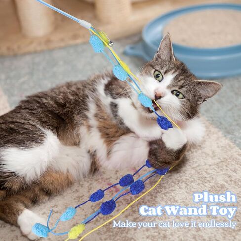 Mewlmart لعبة القط التفاعلية لعبة عصا القط القطيفة دعابة لعبة قصبة صيد السمك مع جرس لعبة سلسلة القط لألعاب القطط الصغيرة لمطاردة القطط الداخلية (عصا وردية) in Kuwait