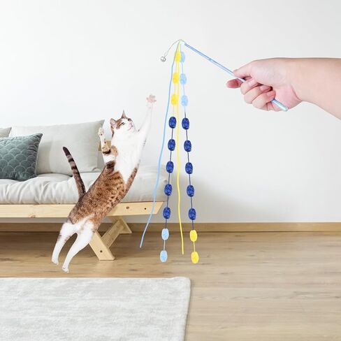 Mewlmart لعبة القط التفاعلية لعبة عصا القط القطيفة دعابة لعبة قصبة صيد السمك مع جرس لعبة سلسلة القط لألعاب القطط الصغيرة لمطاردة القطط الداخلية (عصا وردية) in Kuwait
