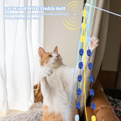 Mewlmart لعبة القط التفاعلية لعبة عصا القط القطيفة دعابة لعبة قصبة صيد السمك مع جرس لعبة سلسلة القط لألعاب القطط الصغيرة لمطاردة القطط الداخلية (عصا وردية) in Kuwait