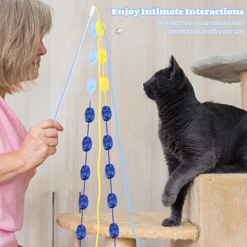 Mewlmart لعبة القط التفاعلية لعبة عصا القط القطيفة دعابة لعبة قصبة صيد السمك مع جرس لعبة سلسلة القط لألعاب القطط الصغيرة لمطاردة القطط الداخلية (عصا وردية) in Kuwait