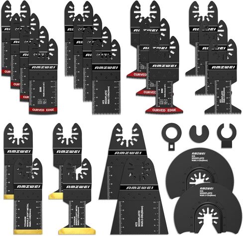 شفرة ادوات متذبذبة من التيتانيوم من امزوي، مجموعة شفرات احترافية ثنائية المعدن متعددة الادوات للاظافر الخشبية والمعدن والبلاستيك باسنان يابانية تناسب ديوالت وميلووكي وبوش ووركس وريوبي in Kuwait
