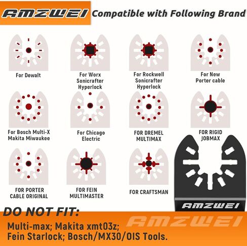 شفرة ادوات متذبذبة من التيتانيوم من امزوي، مجموعة شفرات احترافية ثنائية المعدن متعددة الادوات للاظافر الخشبية والمعدن والبلاستيك باسنان يابانية تناسب ديوالت وميلووكي وبوش ووركس وريوبي in Kuwait