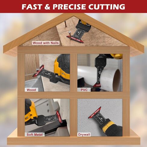 شفرة ادوات متذبذبة من التيتانيوم من امزوي، مجموعة شفرات احترافية ثنائية المعدن متعددة الادوات للاظافر الخشبية والمعدن والبلاستيك باسنان يابانية تناسب ديوالت وميلووكي وبوش ووركس وريوبي in Kuwait